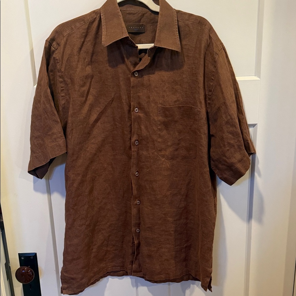 Casual Brown Button-Down Shirt for Men